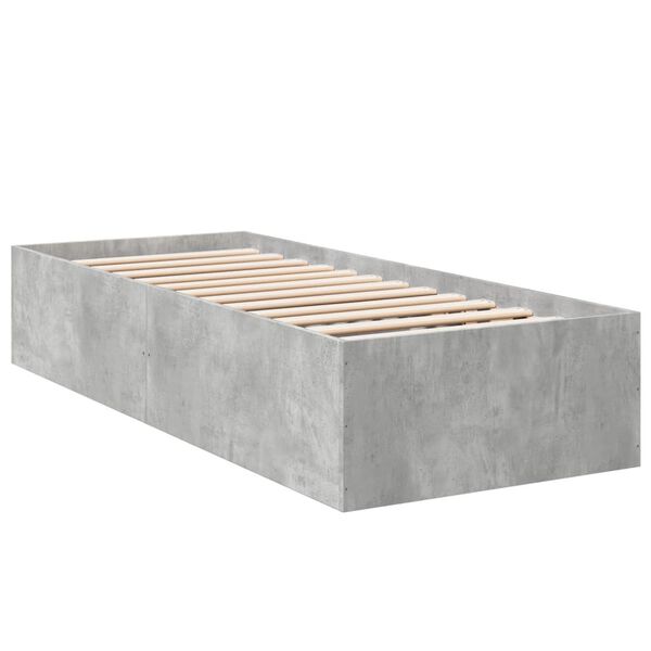 vidaXL Estructura de cama madera de ingenier&iacute;a gris hormig&oacute;n 90x190 cm
