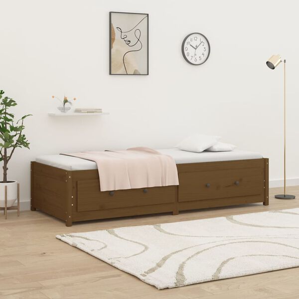 vidaXL Sof&aacute; cama madera maciza de pino marr&oacute;n miel 90x200 cm