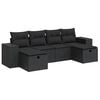 vidaXL Set de sof&aacute;s de jard&iacute;n 6 piezas y cojines rat&aacute;n sint&eacute;tico negro
