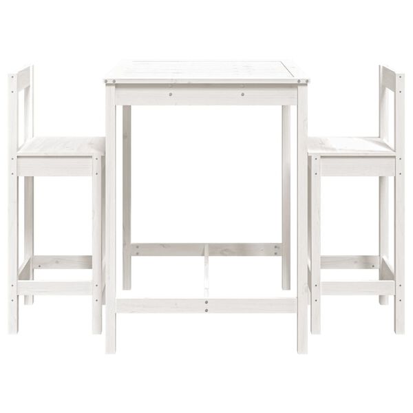 vidaXL Set de mesa y taburetes altos jardín 3 pzas madera pino blanco
