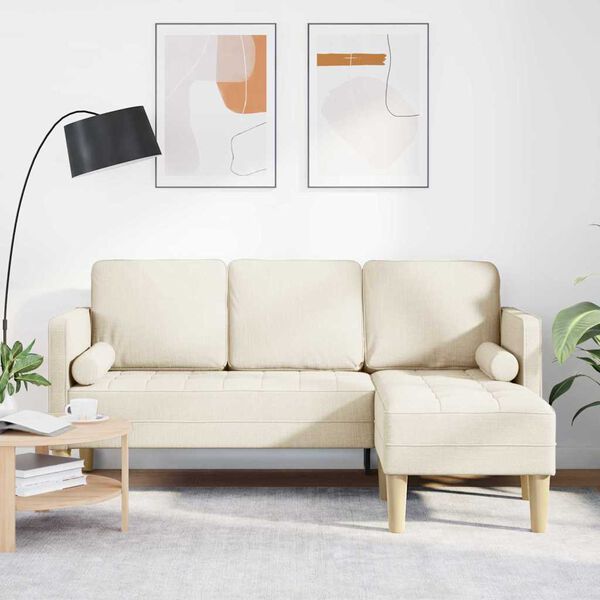 vidaXL Juego de Sof&aacute; con coj&iacute;n Lino Poli&eacute;ster