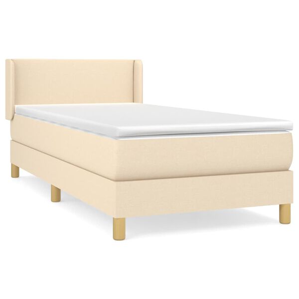 vidaXL Cama box spring con colch&oacute;n tela color crema 90x190 cm