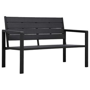 vidaXL Banco de jard&iacute;n HDPE negroo aspecto madera 120 cm