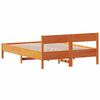 vidaXL Estructura de cama sin colch&oacute;n madera maciza marr&oacute;n 135x190 cm