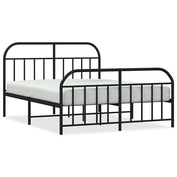vidaXL Estructura cama sin colch&oacute;n con estribo metal negro 150x200 cm
