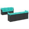 vidaXL Set de sof&aacute;s de jard&iacute;n y cojines 8 piezas rat&aacute;n sint&eacute;tico negro