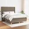 vidaXL Cama box spring con colch&oacute;n tela gris taupe 140x190 cm