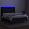 vidaXL Cama box spring colch&oacute;n y luces LED tela negro 140x200 cm