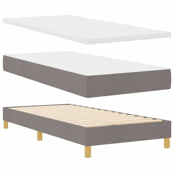 vidaXL Cama tipo Box Spring con colch&oacute;n Taup&eacute; 200 x 100 cm Poli&eacute;ster
