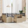 vidaXL Conjunto de sof&aacute; de jard&iacute;n 7 pcs Beige Rattan de Poli&eacute;ster