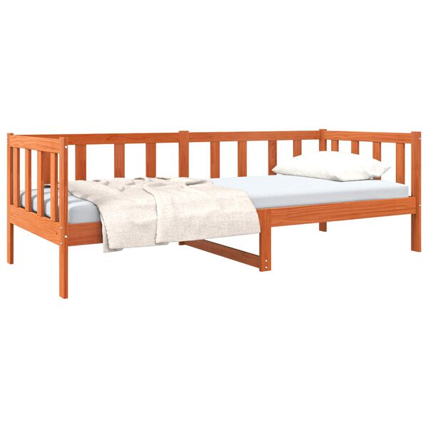 vidaXL Estructura de cama con cabecera Marr&oacute;n cera 80 x 200 cm