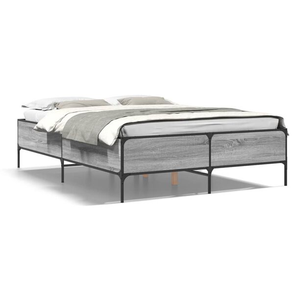 vidaXL Estructura cama madera ingenier&iacute;a metal gris Sonoma 140x190 cm