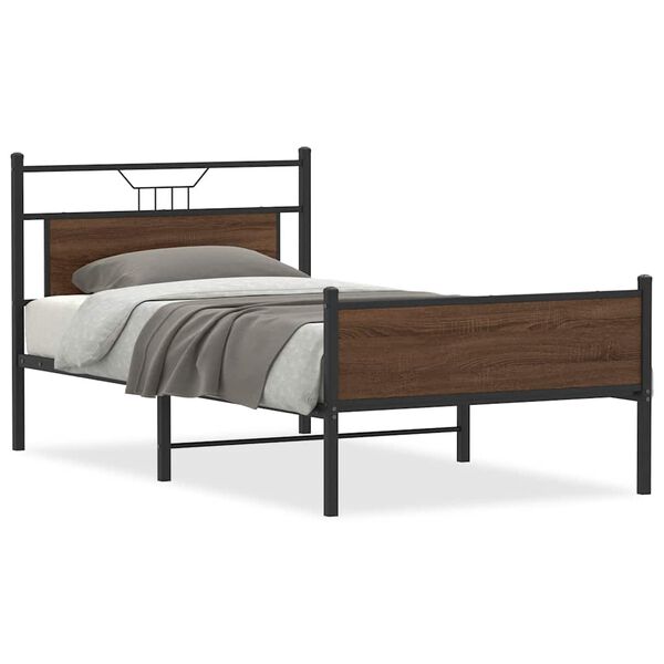 vidaXL Estructura de cama sin colch&oacute;n madera marr&oacute;n roble 100x200 cm