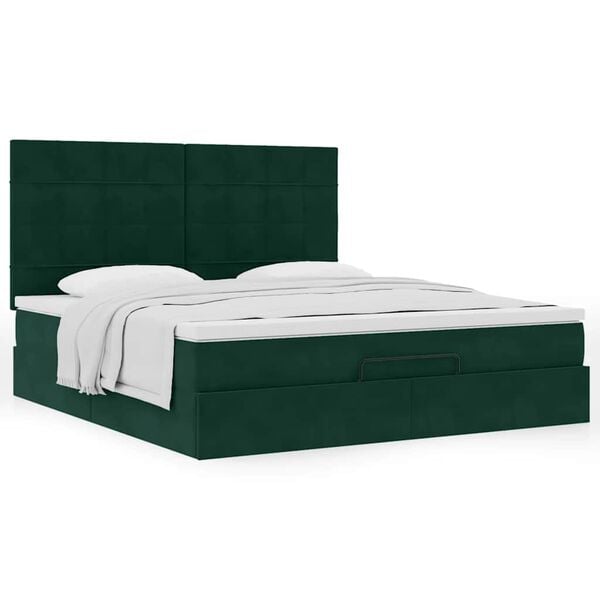 vidaXL Estructura de cama otomana colchones terciopelo verde oscuro