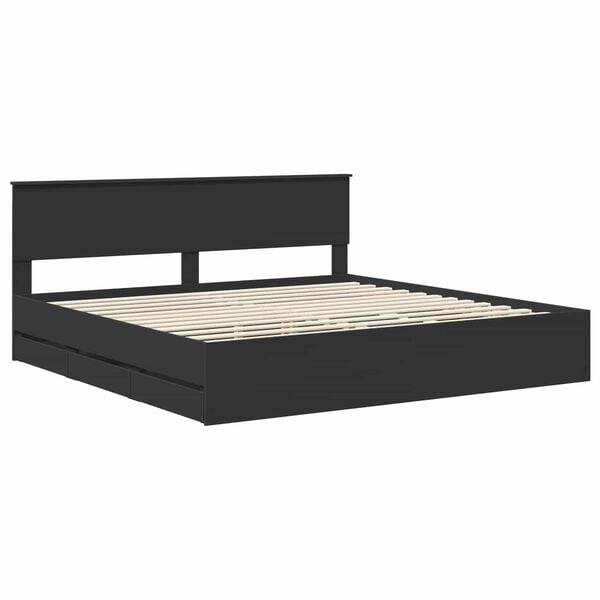 vidaXL Estructura de cama Negro 200 x 200 cm Madera Ingenieril