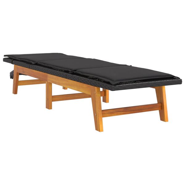 vidaXL Tumbona con coj&iacute;n rat&aacute;n sint&eacute;tico y madera maciza acacia