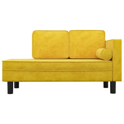 vidaXL Sofá diván con cojines y cojín de cabeza terciopelo amarillo