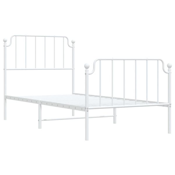 vidaXL Estructura cama sin colch&oacute;n con estribo metal blanco 90x190 cm