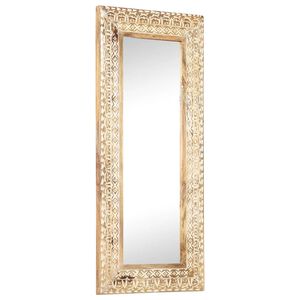 vidaXL Espejo tallado a mano madera maciza de mango 110x50x2,6 cm
