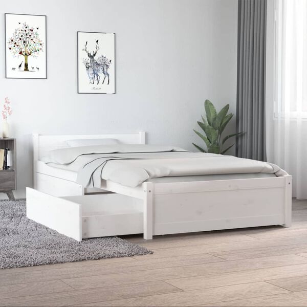 vidaXL Estructura de cama individual con cajones blanco 90x190 cm