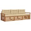 vidaXL Conjunto de sof&aacute;s de exterior con coj&iacute;n 3 pcs Natural y Beige
