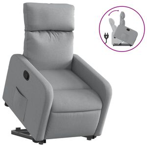 vidaXL Sill&oacute;n reclinable elevable de tela gris claro