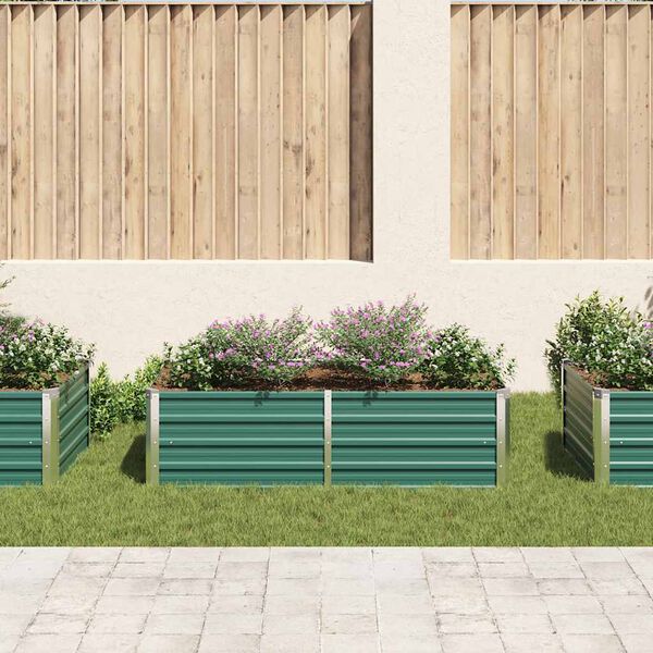 vidaXL Jardinera elevada de acero galvanizado verde 160x80x45 cm