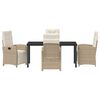 vidaXL Conjunto de Comedor de Jard&iacute;n 5 pcs Beige rat&aacute;n sint&eacute;tico