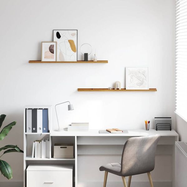 vidaXL Estante de pared con estante 2 pcs Beige 100 x 9 x 3 cm