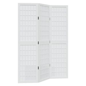 vidaXL Biombo separador de 3 paneles madera maciza Paulownia blanco