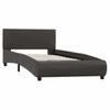 vidaXL Estructura de cama con LED sin colch&oacute;n cuero gris 90x200 cm