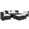 vidaXL Set muebles de jard&iacute;n 6 piezas y cojines rat&aacute;n sint&eacute;tico marr&oacute;n