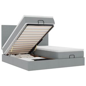 vidaXL Estructura de cama otomana colchones tela gris claro 200x200cm