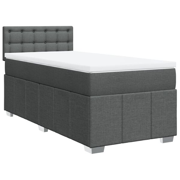 vidaXL Cama box spring con colch&oacute;n tela gris oscuro 90x190 cm
