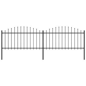 vidaXL Valla de jard&iacute;n con punta de lanza de acero 359x150 cm negra