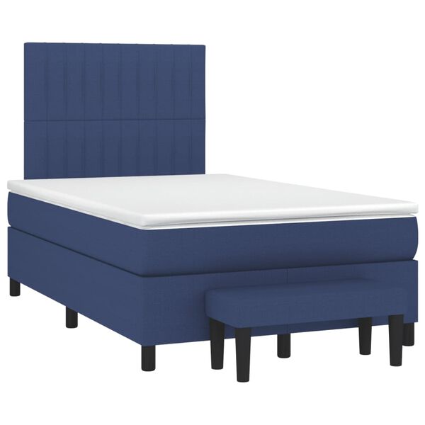 vidaXL Cama box spring con colch&oacute;n tela azul 120x190 cm