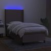 vidaXL Cama box spring colch&oacute;n y luces LED tela gris taupe 100x200 cm