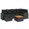 vidaXL Set de comedor de jard&iacute;n 7 pzas y cojines rat&aacute;n sint&eacute;tico negro