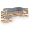 vidaXL Juego de muebles de jard&iacute;n 5 pzas y cojines madera pino maciza