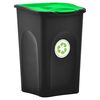 vidaXL Cubo de basura con tapa de bisagra negro y verde 50 L