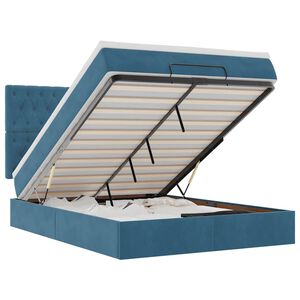 vidaXL Estructura de cama otomana con colchones terciopelo azul oscuro