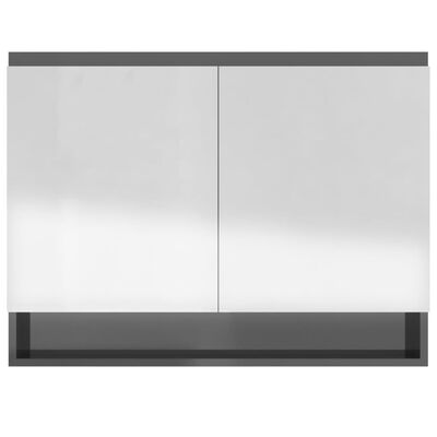 vidaXL Armario de baño con espejo MDF gris brillante 80x15x60 cm