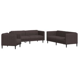 vidaXL Juego de sof&aacute;s 3 piezas tela marr&oacute;n oscuro
