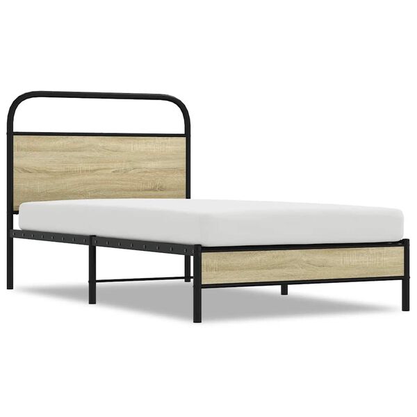 vidaXL Estructura de cama sin colch&oacute;n 107x203 cm madera roble Sonoma
