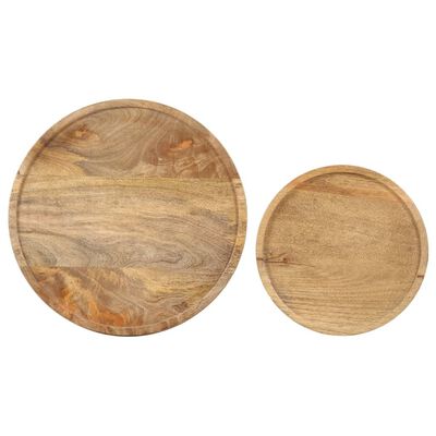 vidaXL Juego de mesas de centro 2 pzas madera maciza de mango y acero