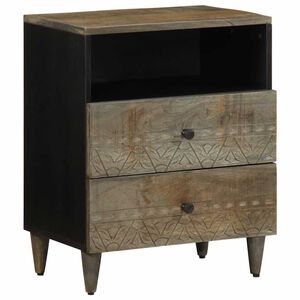 vidaXL Mesita de noche madera maciza de mango gris claro 50x33x60 cm
