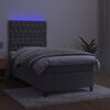 vidaXL Cama box spring colchón y LED terciopelo gris claro 80x200 cm