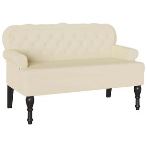 vidaXL Banco Chesterfield Crema 119,5 x 64,5 x 75 cm Cuero sint&eacute;tico