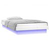 vidaXL Estructura cama LED sin colch&oacute;n madera maciza blanco 90x200 cm