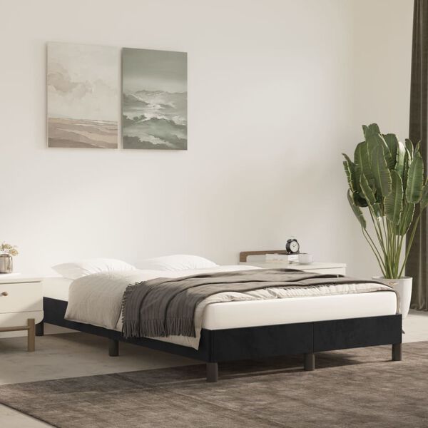 vidaXL Estructura de cama sin colch&oacute;n terciopelo negro 120x190 cm